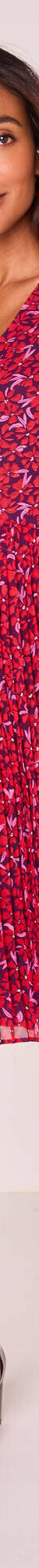 Robe imprimé fleuri, voile plissé (prune / rouge) Robe imprimé fleuri, voile plissé (prune / rouge)